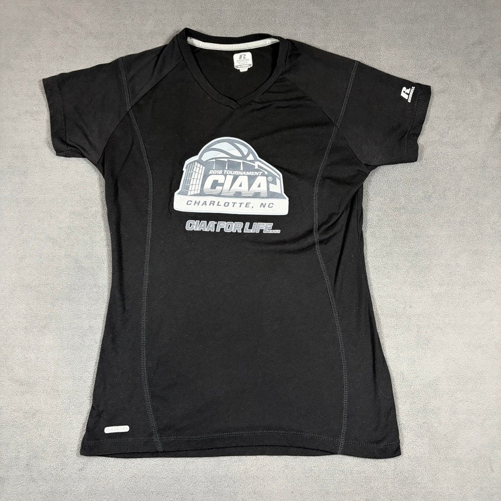 Russell Athletic T-Shirt Womens Small Black 2016 CIAA Tournament Charlotte NC